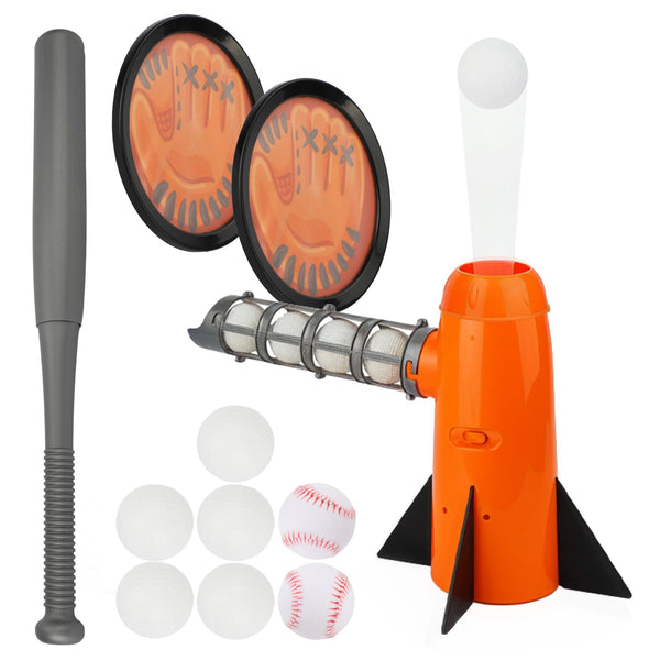 Kids Baseball Pitching Machine Set with Bat and Launcher
