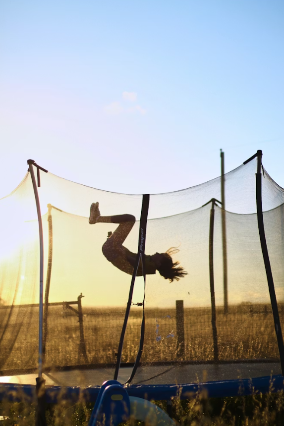 Outdoor Trampoline with Safety Enclosure Net and Padded Poles